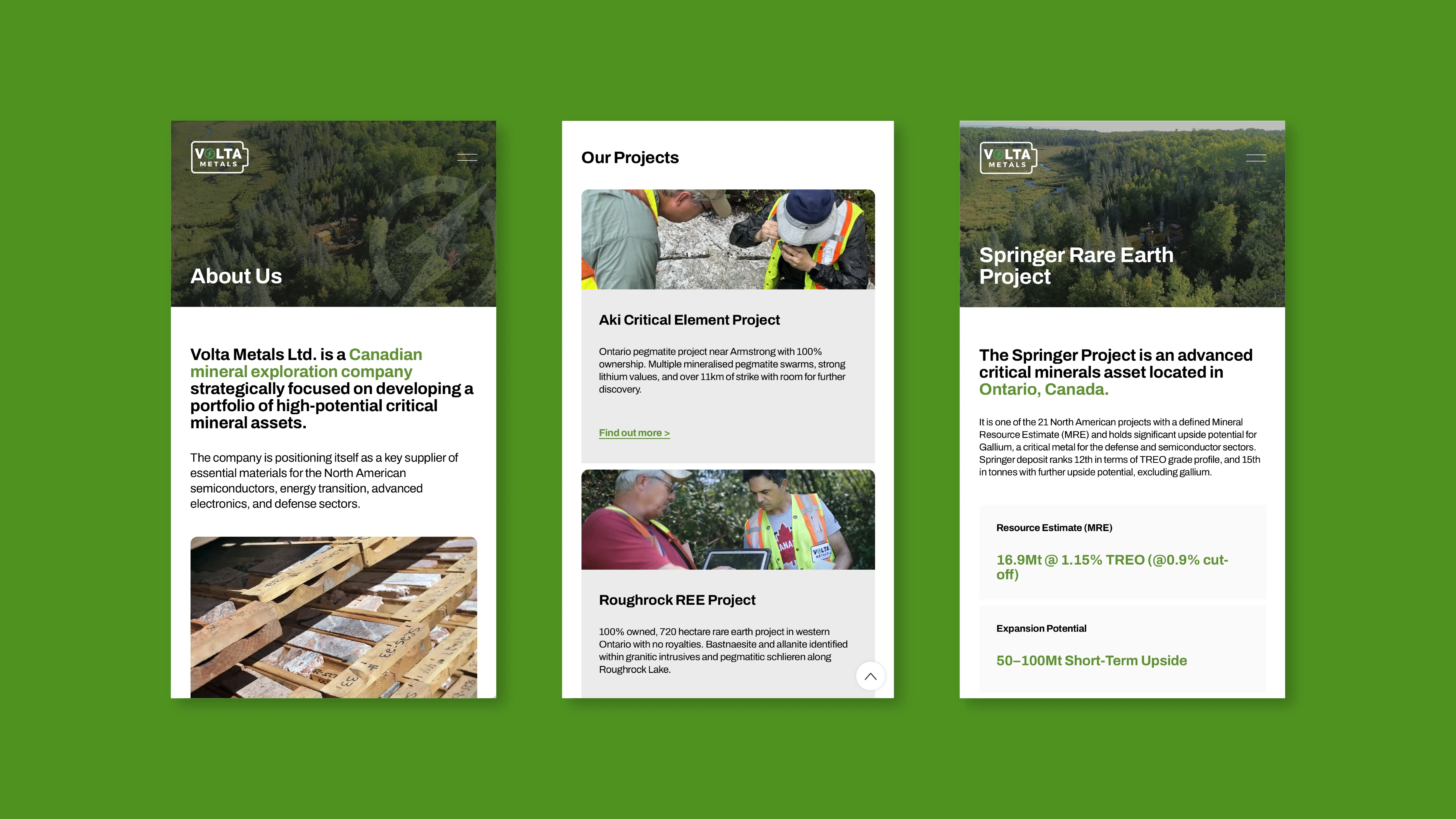 Volta Metals mobile site